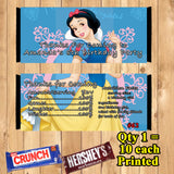 Princess Printed Birthday Candy Bar Wrappers 10 ea Personalized Custom Made