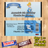 Princess Printed Birthday Candy Bar Wrappers 10 ea Personalized Custom Made