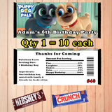 Puppy Dog Pals Printed Birthday Candy Bar Wrappers 10 ea Personalized Custom Made
