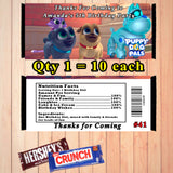 Puppy Dog Pals Printed Birthday Candy Bar Wrappers 10 ea Personalized Custom Made
