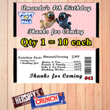 Puppy Dog Pals Printed Birthday Candy Bar Wrappers 10 ea Personalized Custom Made