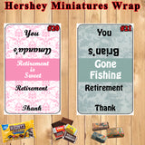 Retirement Party Favors Printed Hershey Miniature and Nugget Wraps Labels Personalized Custom Made