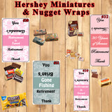 Retirement Party Favors Printed Hershey Miniature and Nugget Wraps Labels Personalized Custom Made