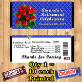 Retirement Party Favor Printed Candy Bar Wrappers 10 ea Personalized Custom Made