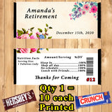 Retirement Party Favor Printed Candy Bar Wrappers 10 ea Personalized Custom Made