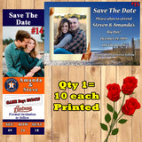 Wedding Save The Date Photo Card 10 each Printed Personalized with Envelopes Custom Made