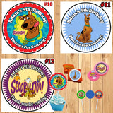 Scooby Doo Birthday Round Stickers Printed 1 Sheet Cup Cake Toppers Favor Stickers Personalized Custom Made