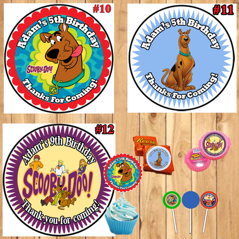 Scooby Doo Birthday Round Stickers Printed 1 Sheet Cup Cake Toppers Favor Stickers Personalized Custom Made