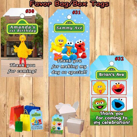 Sesame Street Birthday Favor Thank You Gift Tags 10 ea Personalized Custom Made Printed