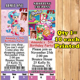 Shopkins Birthday Invitations 10 each Printed Personalized with Envelopes Custom Made
