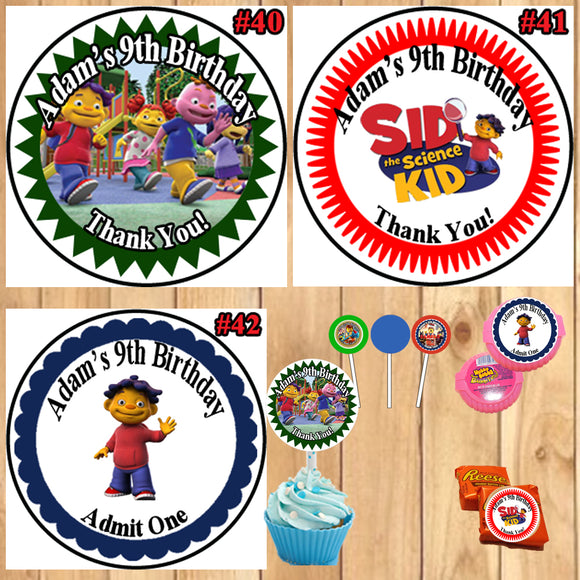Sid The Science Kid Birthday Round Stickers Printed 1 Sheet Cup Cake Toppers Favor Stickers Personalized Custom Made