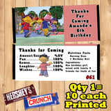 Sid The Science Kid Printed Birthday Candy Bar Wrappers 10 ea or Bookmarks 10 ea Personalized Custom Made