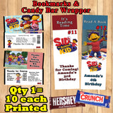 Sid The Science Kid Printed Birthday Candy Bar Wrappers 10 ea or Bookmarks 10 ea Personalized Custom Made