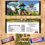 Skylanders Printed Birthday Candy Bar Wrappers 10 ea Personalized Custom Made