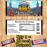 Skylanders Printed Birthday Candy Bar Wrappers 10 ea Personalized Custom Made