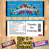 Skylanders Printed Birthday Candy Bar Wrappers 10 ea Personalized Custom Made