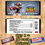 Skylanders Printed Birthday Candy Bar Wrappers 10 ea Personalized Custom Made