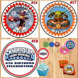 Skylanders Birthday Round Stickers Printed 1 Sheet Cup Cake Toppers Favor Stickers Personalized Custom Made