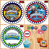Skylanders Birthday Round Stickers Printed 1 Sheet Cup Cake Toppers Favor Stickers Personalized Custom Made