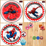 Spiderman Birthday Round Stickers Printed 1 Sheet Cup Cake Toppers Favor Stickers Personalized Custom Made