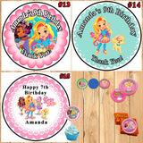 Sunny Day Birthday Round Stickers Printed 1 Sheet Cup Cake Toppers Favor Stickers Personalized Custom Made Printed