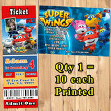 Super Wings Birthday Invitations 10 each Printed Personalized with Envelopes Custom Made