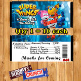 Super Wings Printed Birthday Candy Bar Wrappers 10 ea Personalized Custom Made