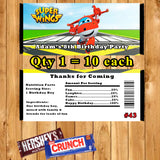 Super Wings Printed Birthday Candy Bar Wrappers 10 ea Personalized Custom Made