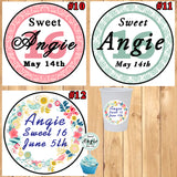 Sweet Sixteen Birthday Round Stickers Printed 1 Sheet Cup Cake Toppers Favor Stickers Hershey Nugget & Miniature Wraps Personalized Custom Made