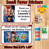 Toy Story 4 Printed Birthday Stickers Water Bottle Address Popcorn Favor Labels Personalized Custom Made