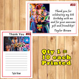 Toy Story 4 Birthday Thank You Cards 10 each With or Without Env Printed Personalized Custom Made