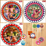 Toy Story 4 Birthday Round Stickers Printed 1 Sheet Cup Cake Toppers Favor Stickers Personalized Custom Made