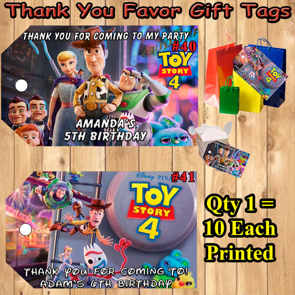 Toy Story 4 Printed Favor Thank You Gift Tags 10 ea Personalized Custom Made