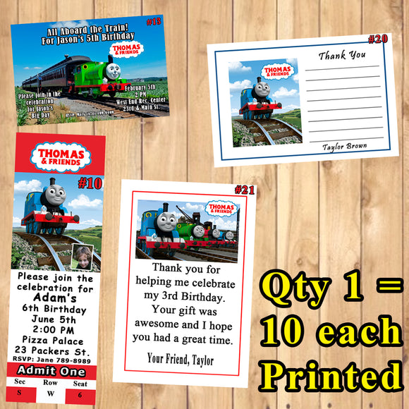 Thomas The Train Thomas and Friends Birthday Invitations Printed 10 ea with Env or Thank You Cards 10 ea Personalized Custom Made
