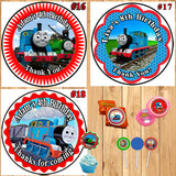 Thomas and Friends Train Birthday Round Stickers Printed 1 Sheet Cup Cake Toppers Favor Stickers Water Bottle Labels Personalized Custom Made