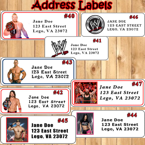 WWE Wrestling & UFC Birthday Favor Stickers Address Labels Candy Stickers Water Bottle Labels Personalized