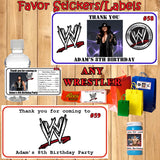 WWE Wrestling & UFC Birthday Favor Stickers Address Labels Candy Stickers Water Bottle Labels Personalized