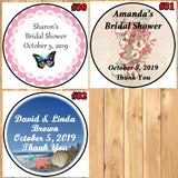 Bridal Shower Wedding Round Stickers Printed 1 Sheet Cup Cake Toppers Favor Stickers Personalized Custom Made