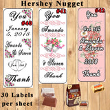 Bridal Shower or Wedding Printed Hershey Miniature and Nugget Wraps Labels Personalized Custom Made