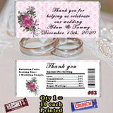 Wedding Bridal Shower Favors Printed Birthday Candy Bar Wrappers 10 ea Personalized Custom Made