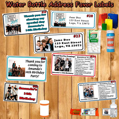 Why Don't We Printed Birthday Stickers Water Bottle Address Favor Labels Personalized Custom Made