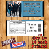 Why Don't We Printed Birthday Candy Bar Wrappers 10 ea Personalized Custom Made