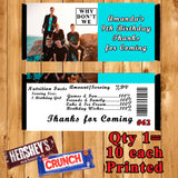 Why Don't We Printed Birthday Candy Bar Wrappers 10 ea Personalized Custom Made