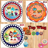 Top Wing Birthday Round Stickers Printed 1 Sheet Cup Cake Toppers Favor Stickers Personalized Custom Made