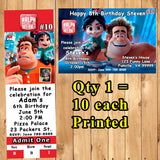 Ralph Breaks The Internet Birthday Invitations Printed 10 ea with Env Personalized Custom Made