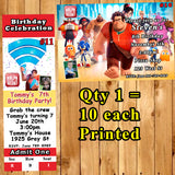 Ralph Breaks The Internet Birthday Invitations Printed 10 ea with Env Personalized Custom Made