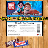 Ralph Breaks The Internet Printed Birthday Candy Bar Wrappers 10 ea Personalized Custom Made
