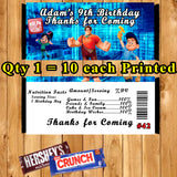Ralph Breaks The Internet Printed Birthday Candy Bar Wrappers 10 ea Personalized Custom Made